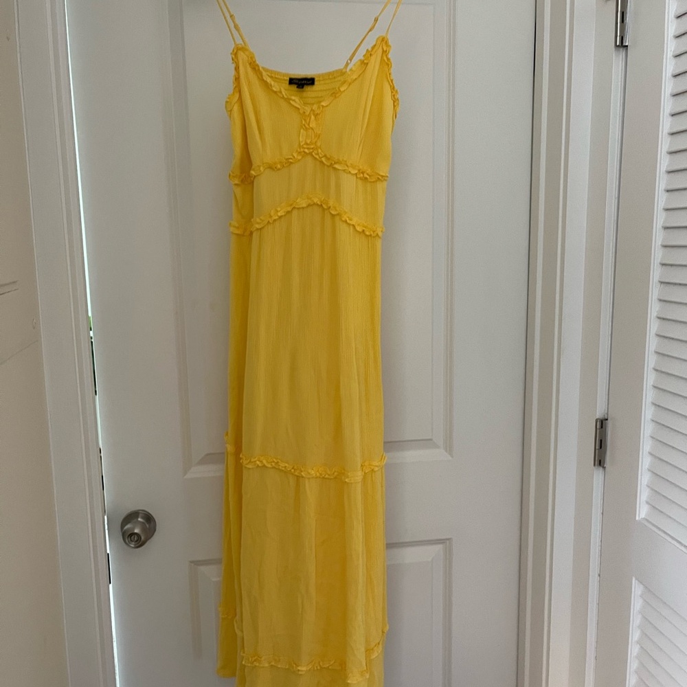 Shinestar Yellow Spaghetti Strap Sleeveless Sundress Maxi